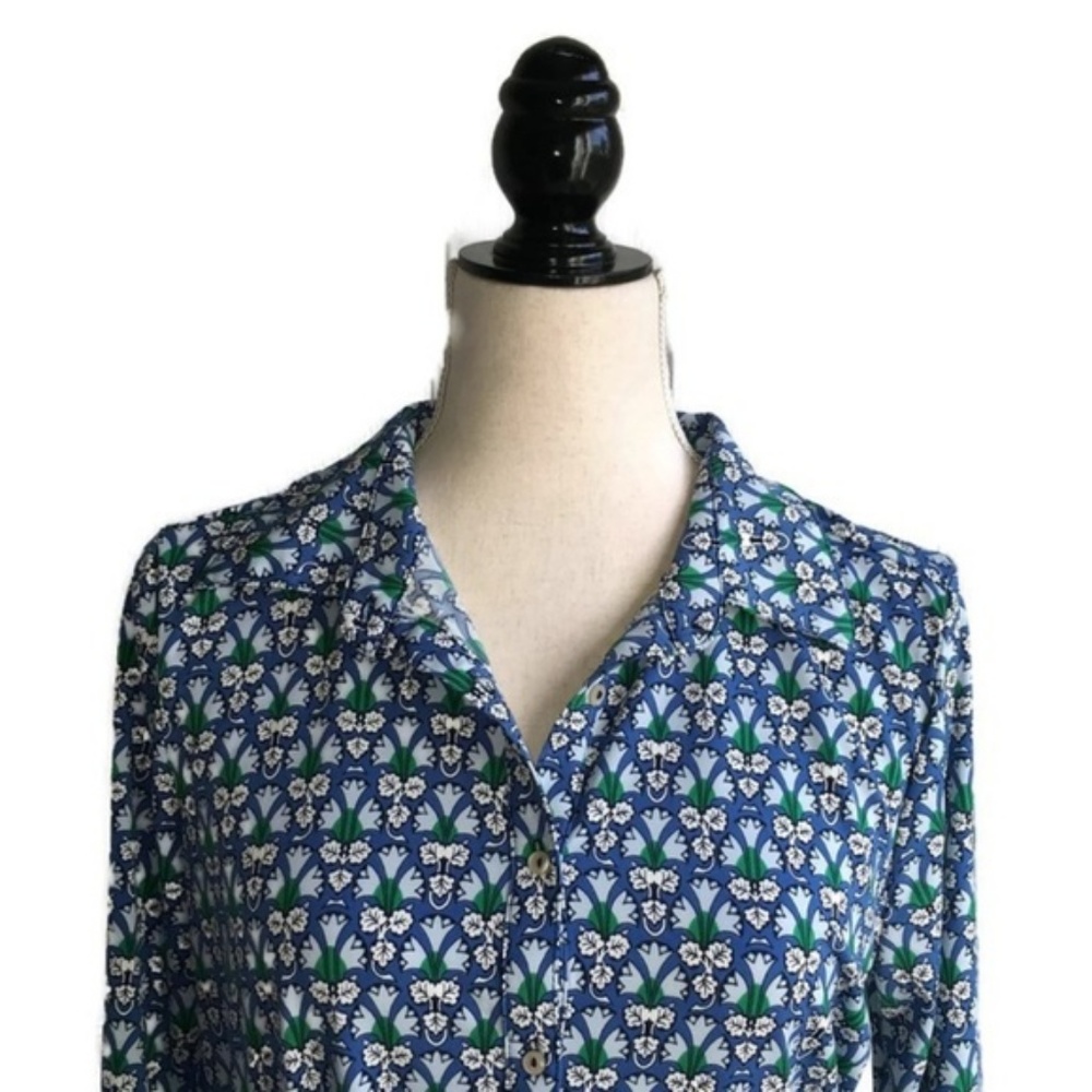 Max Studio Blue/White/Green Floral Dress-Sz M NWT - Picture 2 of 3